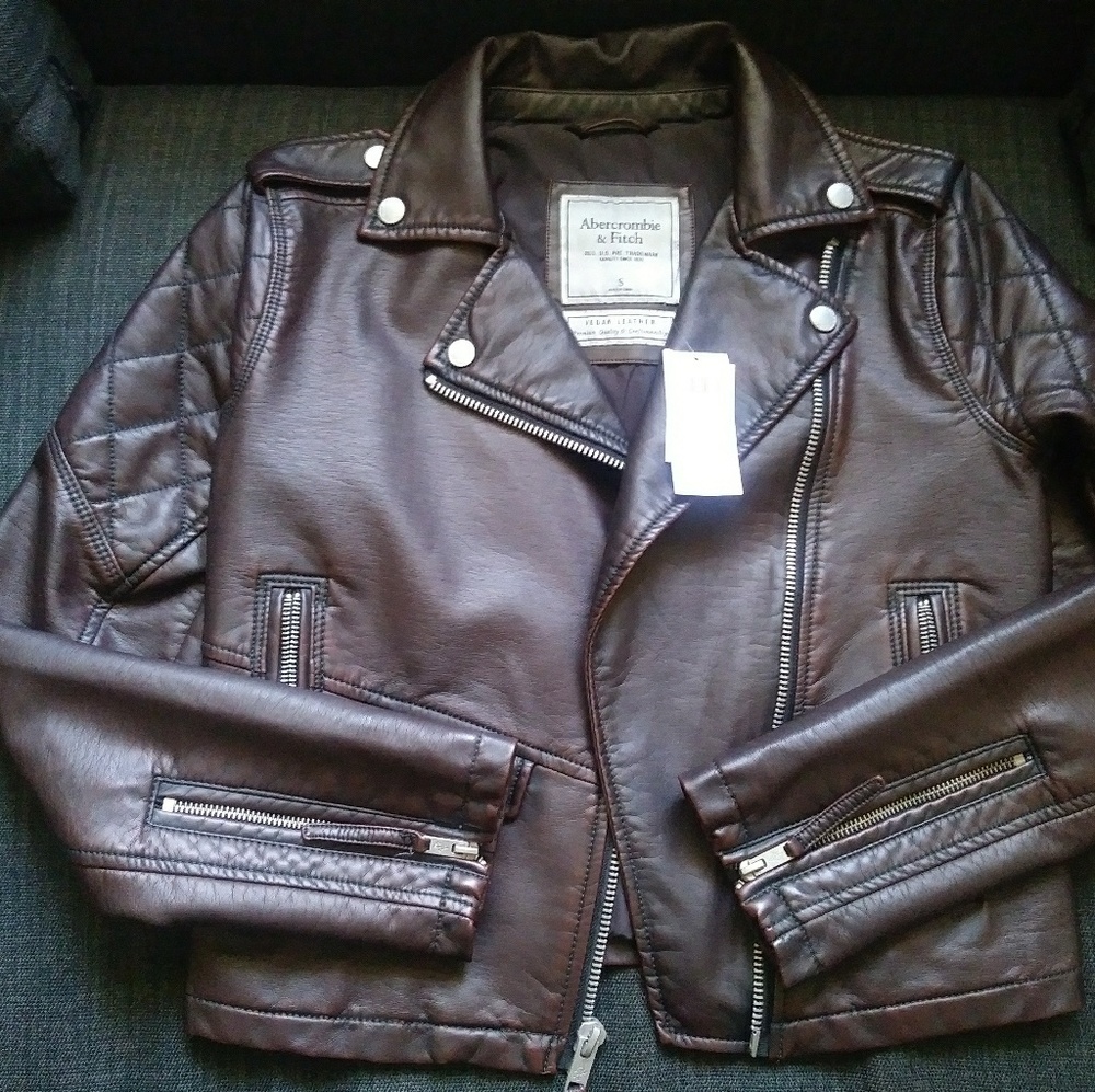 Brand New Vegan Leather Moto Jacket by Abrecombie